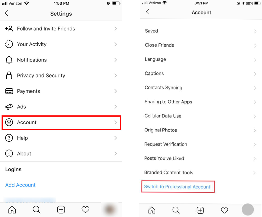 تبدیل پیج شخصی به کاری در اینستاگرام